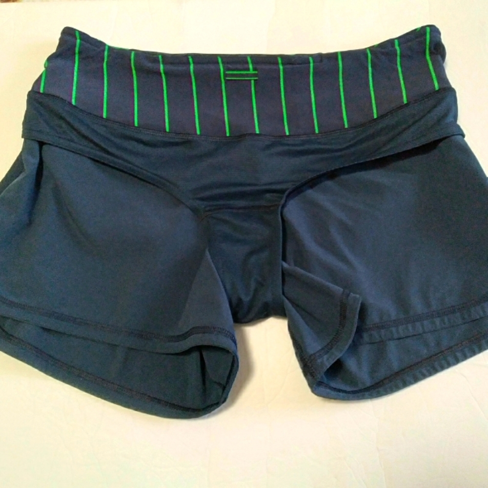 Lululemon Speed Runnig Shorts Secure Back Pocket Lined High-rise Navy Paisley - Picture 10 of 11